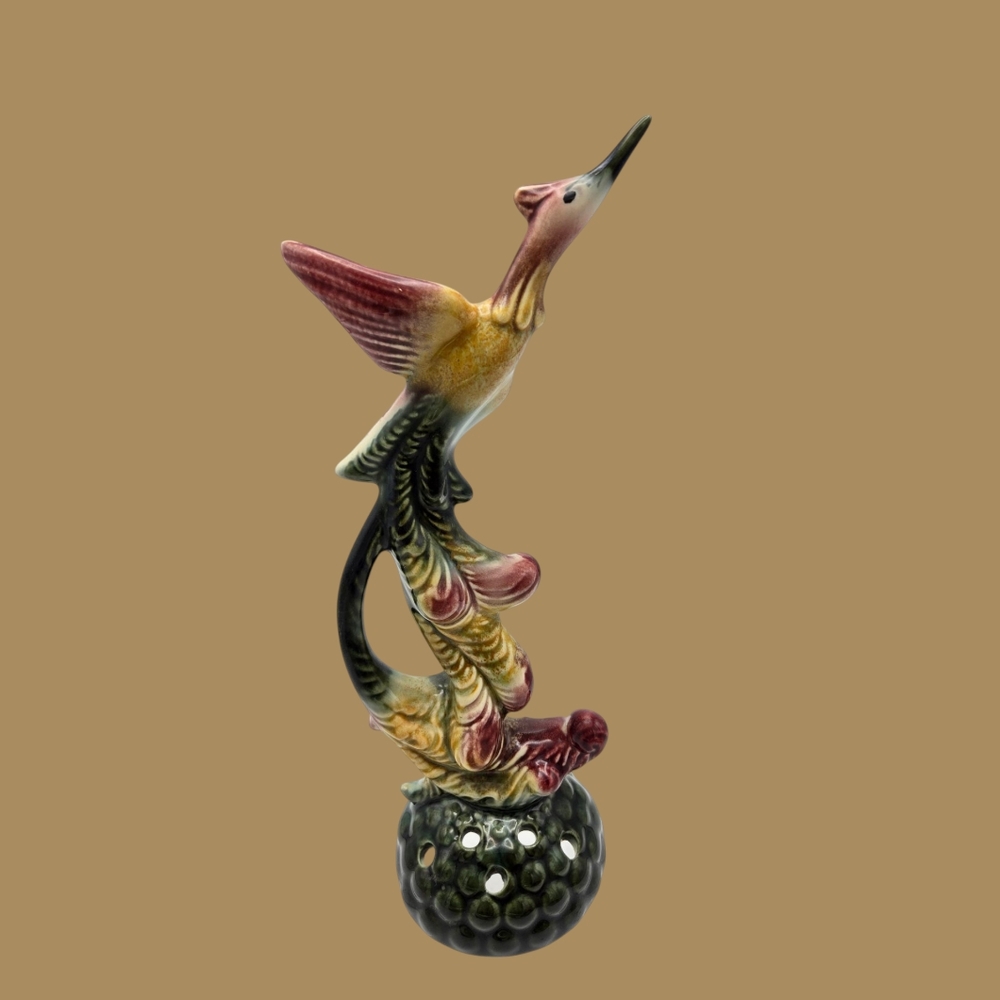 MCM Vintage Hull Pottery Ebb Tide Bird of Paradise Flower Frog 1950's